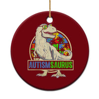 Funny Autism Awareness Dinosaur Ceramic Ornament Autismsaurus Puzzle Pieces
