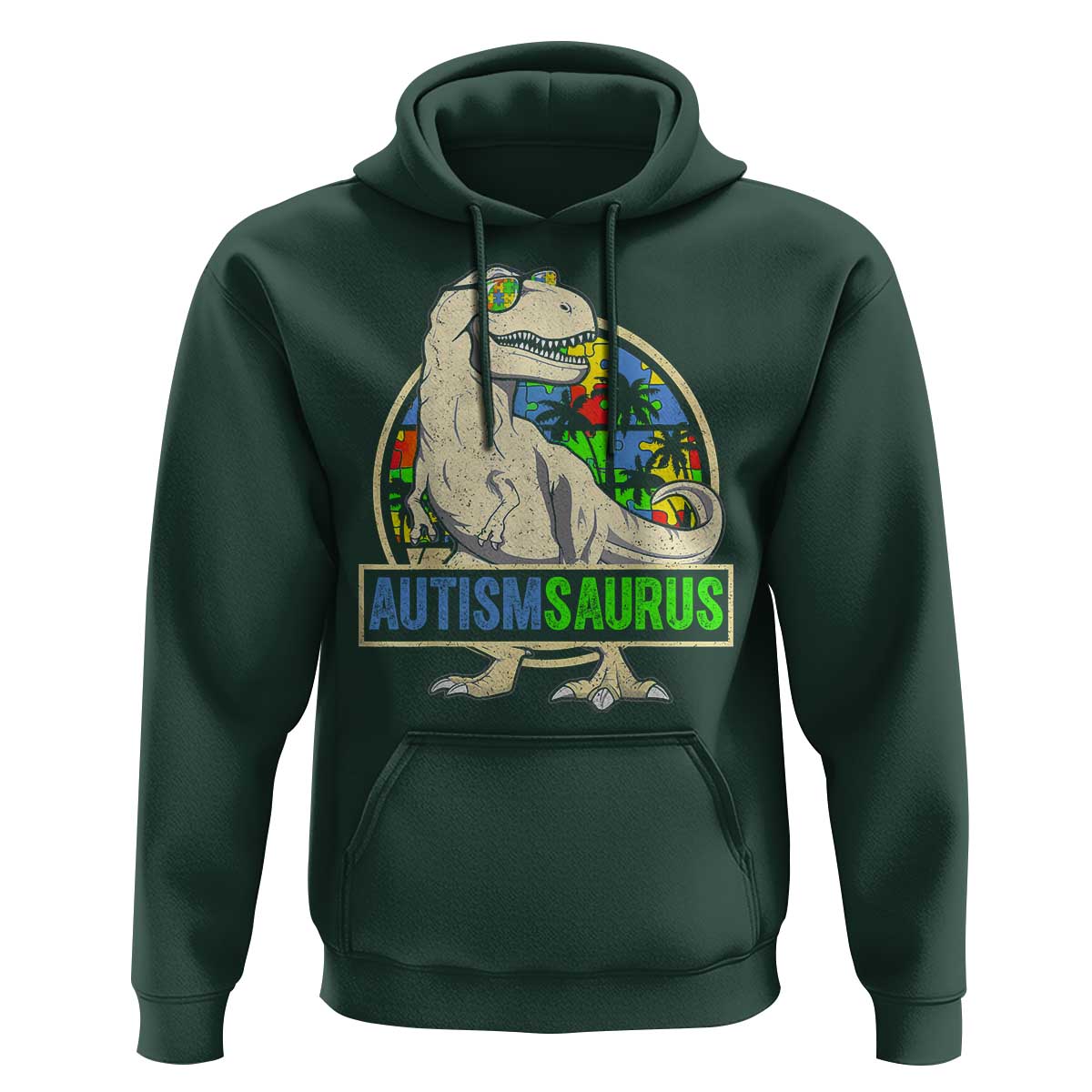 Funny Autism Awareness Dinosaur Hoodie Autismsaurus Puzzle Pieces