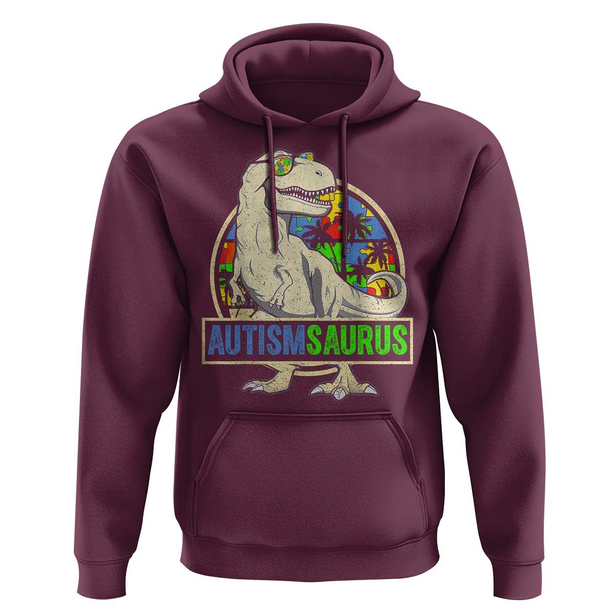 Funny Autism Awareness Dinosaur Hoodie Autismsaurus Puzzle Pieces