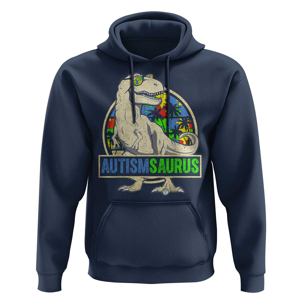Funny Autism Awareness Dinosaur Hoodie Autismsaurus Puzzle Pieces