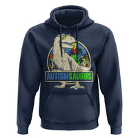 Funny Autism Awareness Dinosaur Hoodie Autismsaurus Puzzle Pieces