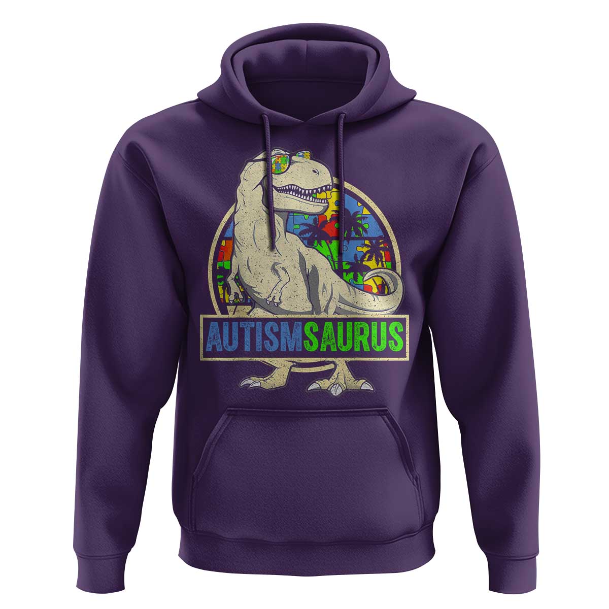 Funny Autism Awareness Dinosaur Hoodie Autismsaurus Puzzle Pieces