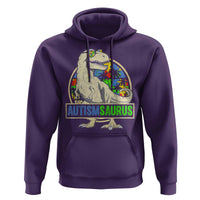 Funny Autism Awareness Dinosaur Hoodie Autismsaurus Puzzle Pieces