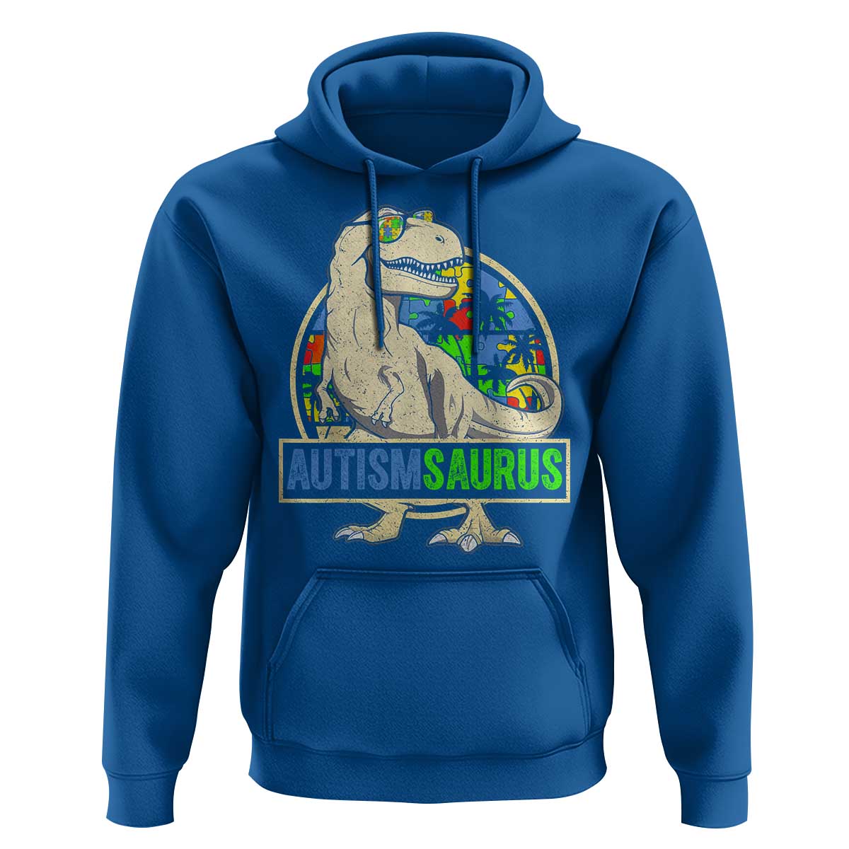Funny Autism Awareness Dinosaur Hoodie Autismsaurus Puzzle Pieces