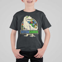 Funny Autism Awareness Dinosaur T Shirt For Kid Autismsaurus Puzzle Pieces