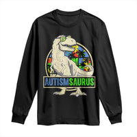 Funny Autism Awareness Dinosaur Long Sleeve Shirt Autismsaurus Puzzle Pieces
