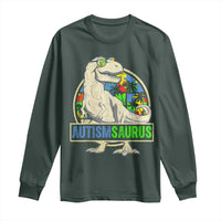 Funny Autism Awareness Dinosaur Long Sleeve Shirt Autismsaurus Puzzle Pieces