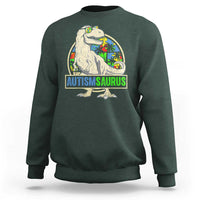 Funny Autism Awareness Dinosaur Sweatshirt Autismsaurus Puzzle Pieces