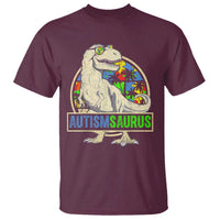 Funny Autism Awareness Dinosaur T Shirt Autismsaurus Puzzle Pieces