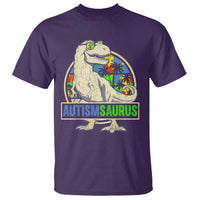 Funny Autism Awareness Dinosaur T Shirt Autismsaurus Puzzle Pieces