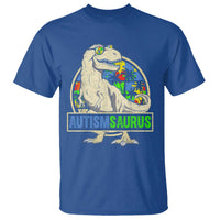 Funny Autism Awareness Dinosaur T Shirt Autismsaurus Puzzle Pieces