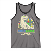 Funny Autism Awareness Dinosaur Tank Top Autismsaurus Puzzle Pieces
