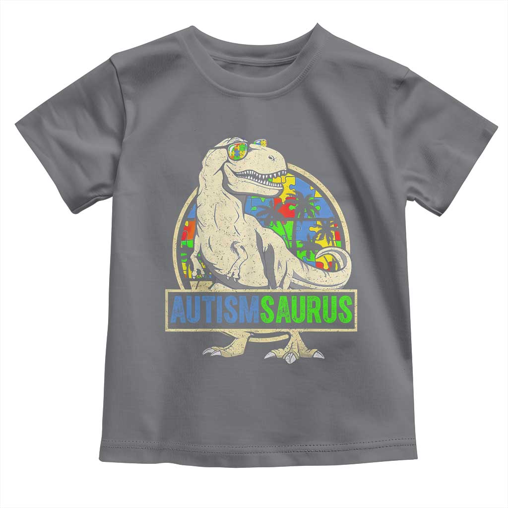Funny Autism Awareness Dinosaur Toddler T Shirt Autismsaurus Puzzle Pieces