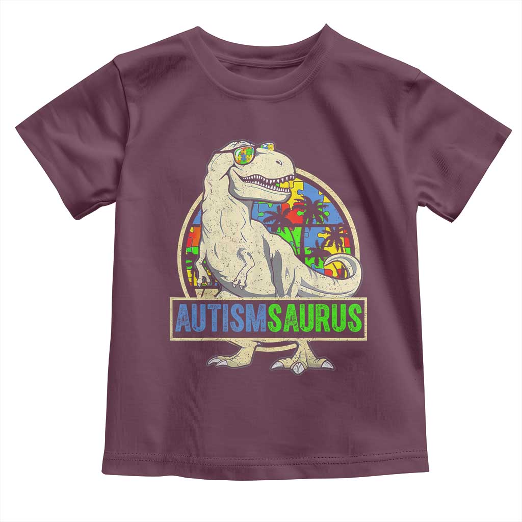 Funny Autism Awareness Dinosaur Toddler T Shirt Autismsaurus Puzzle Pieces