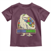 Funny Autism Awareness Dinosaur Toddler T Shirt Autismsaurus Puzzle Pieces