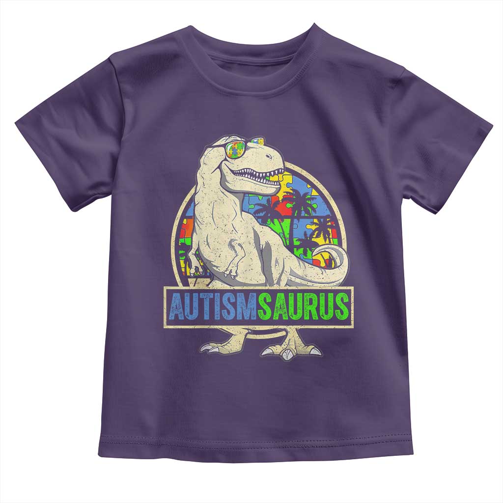 Funny Autism Awareness Dinosaur Toddler T Shirt Autismsaurus Puzzle Pieces