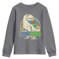 Funny Autism Awareness Dinosaur Youth Sweatshirt Autismsaurus Puzzle Pieces
