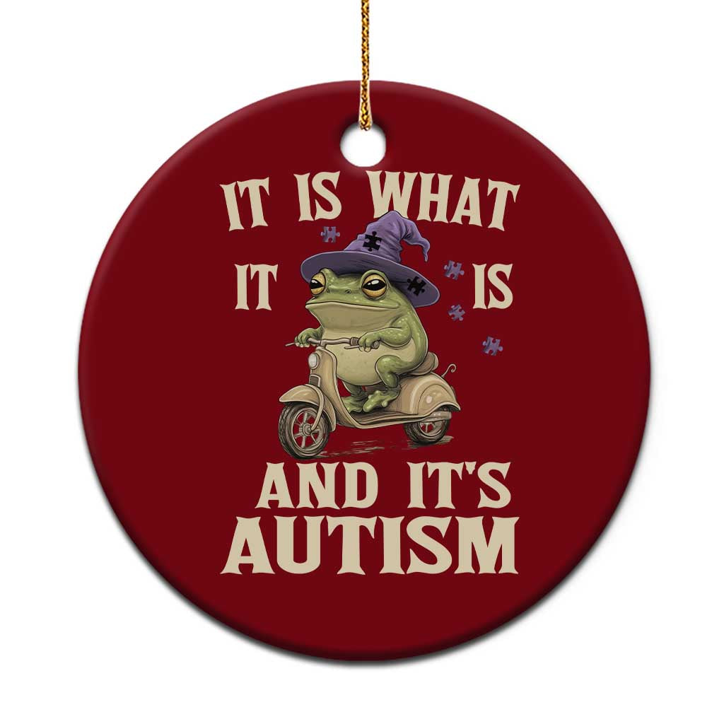 Funny It Is What It Is And It's Autism Ceramic Ornament Meme Autism Awareness Frog