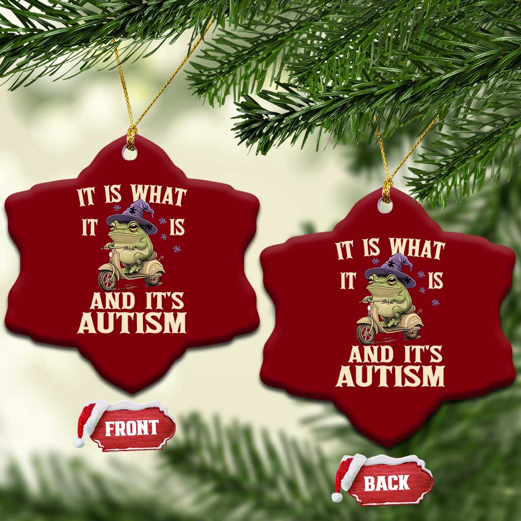 Funny It Is What It Is And It's Autism Ceramic Ornament Meme Autism Awareness Frog