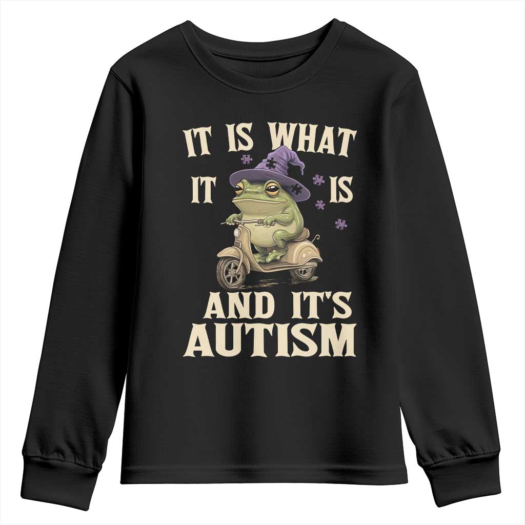 Funny It Is What It Is And It's Autism Youth Sweatshirt Meme Autism Awareness Frog