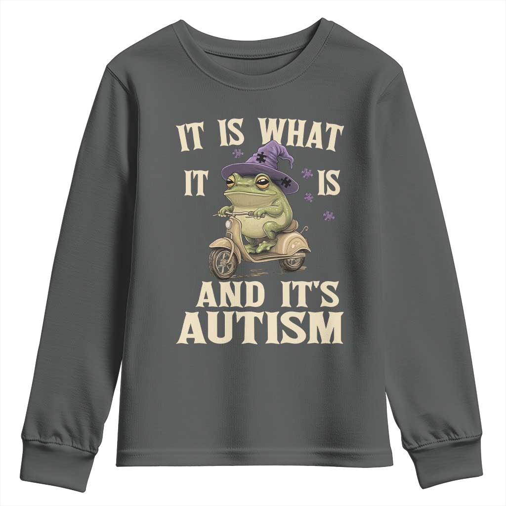Funny It Is What It Is And It's Autism Youth Sweatshirt Meme Autism Awareness Frog