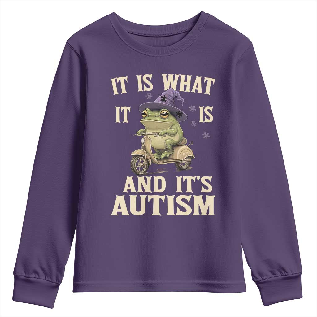 Funny It Is What It Is And It's Autism Youth Sweatshirt Meme Autism Awareness Frog