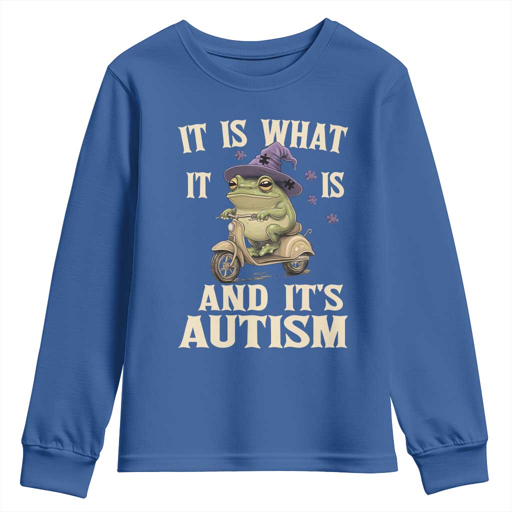 Funny It Is What It Is And It's Autism Youth Sweatshirt Meme Autism Awareness Frog