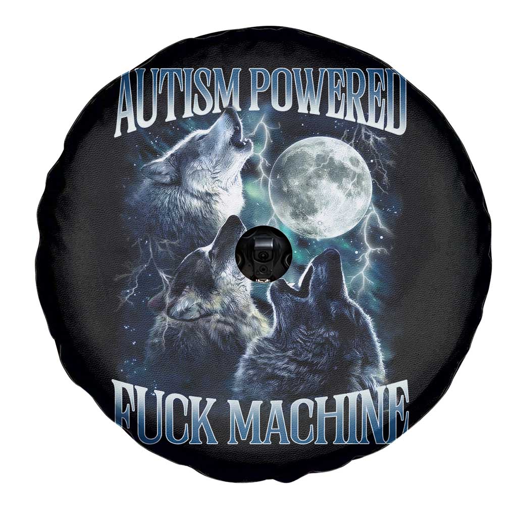 Funny Autism Powered Fuck Machine Spare Tire Cover Autism Quote Alpha Wolf