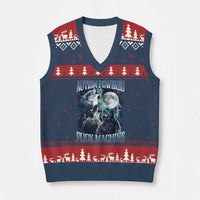 Funny Autism Powered Fuck Machine V-Neck Knit Sweater Vest Autism Quote Alpha Wolf