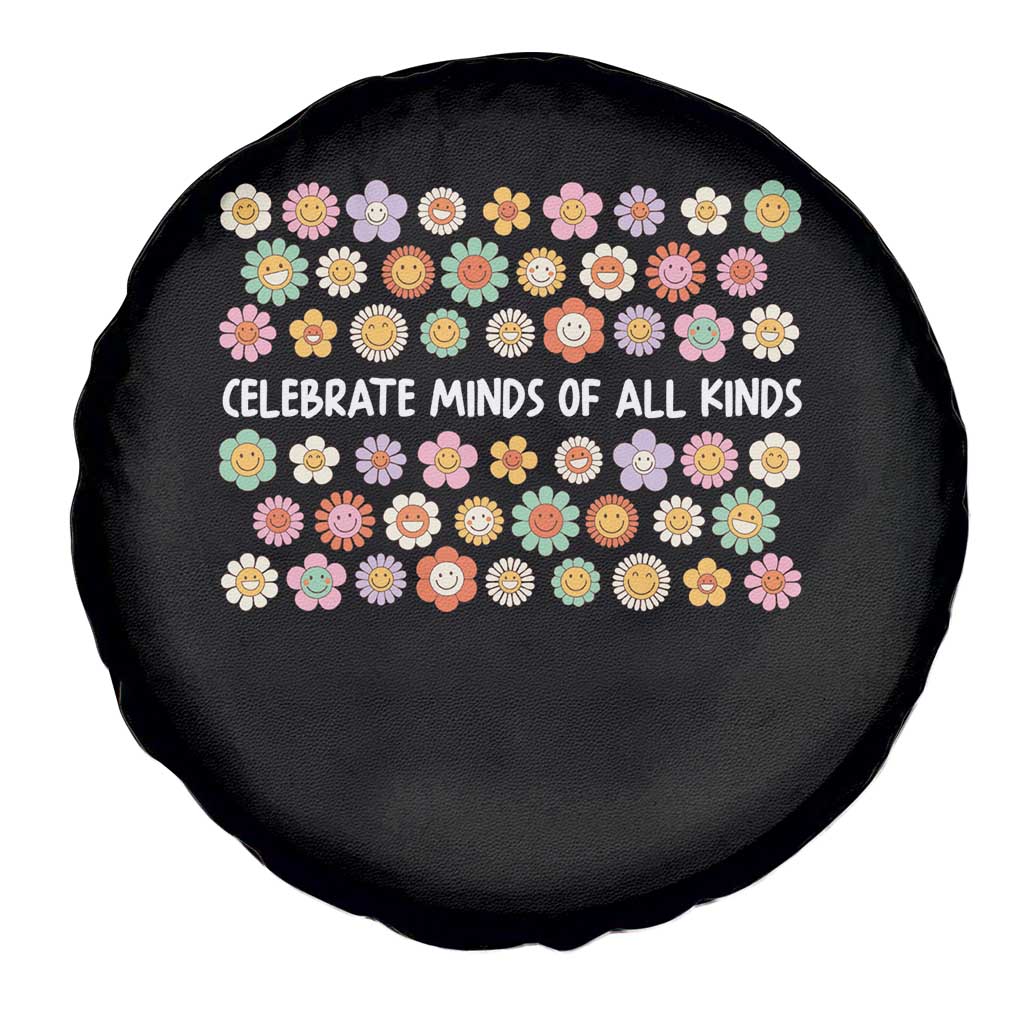 Funny Celebrate Minds Of All Kinds Spare Tire Cover Autism Awareness Retro Flower