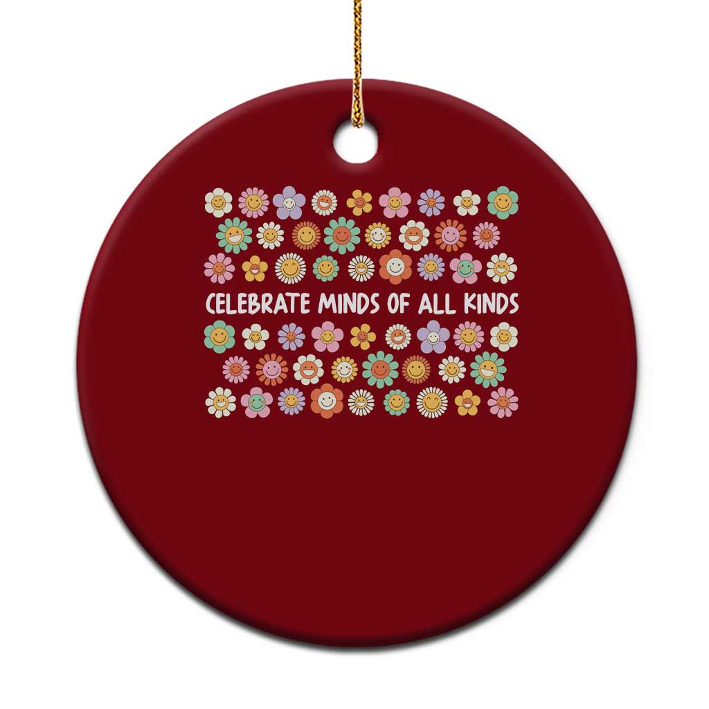 Funny Celebrate Minds Of All Kinds Ceramic Ornament Autism Awareness Retro Flower