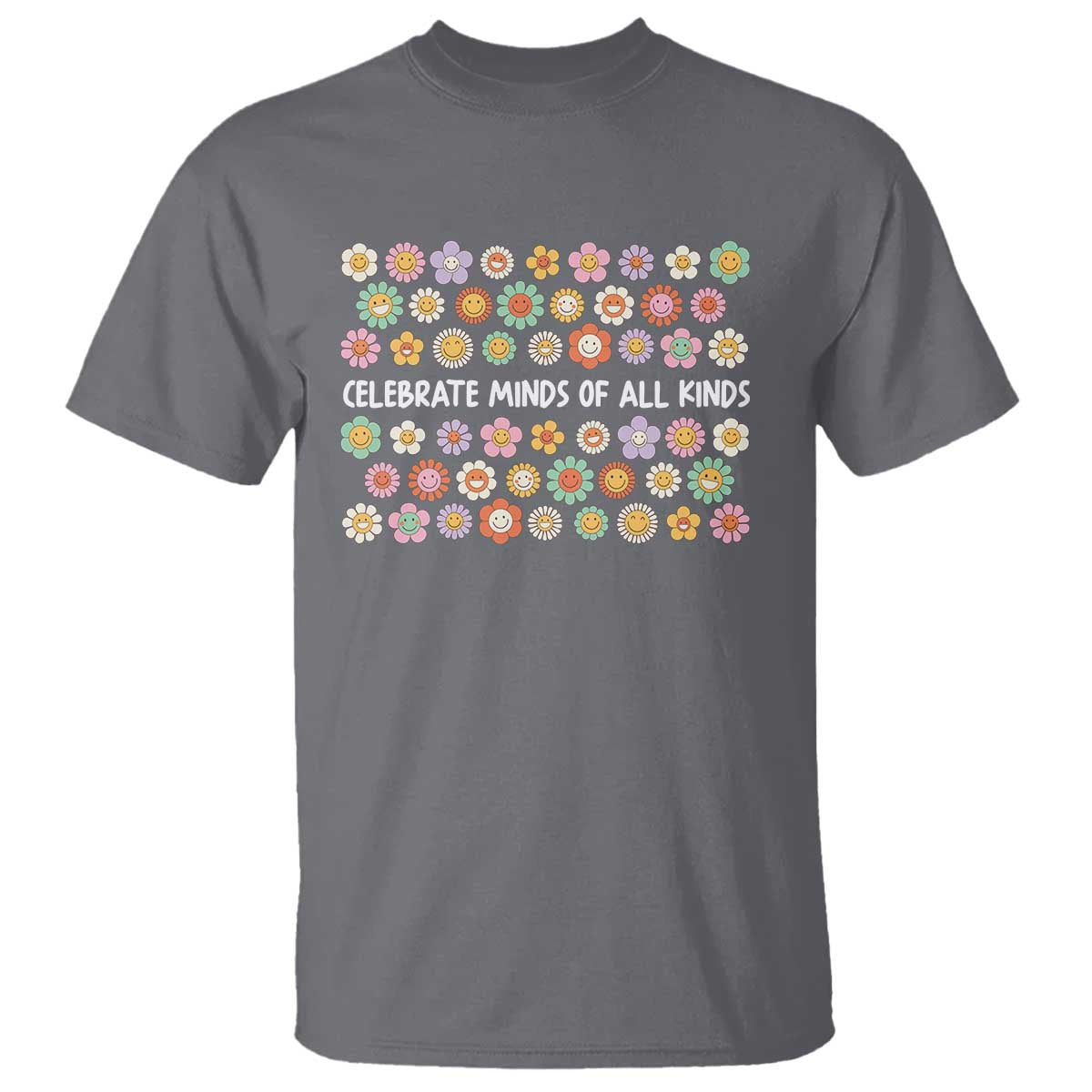 Funny Celebrate Minds Of All Kinds T Shirt Autism Awareness Retro Flower
