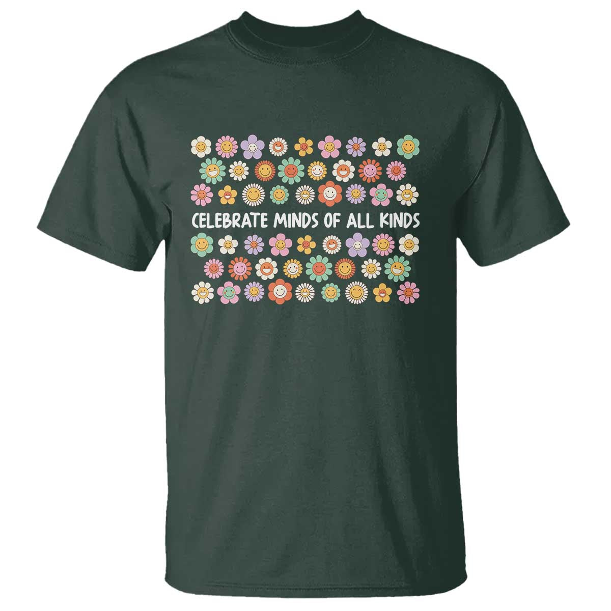 Funny Celebrate Minds Of All Kinds T Shirt Autism Awareness Retro Flower