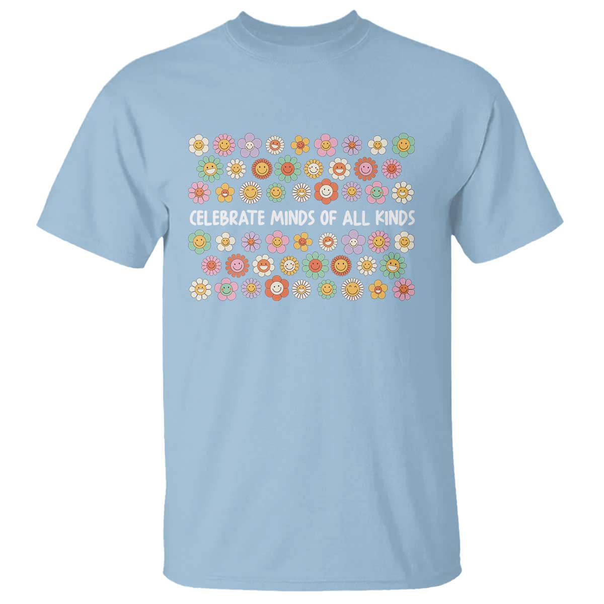 Funny Celebrate Minds Of All Kinds T Shirt Autism Awareness Retro Flower