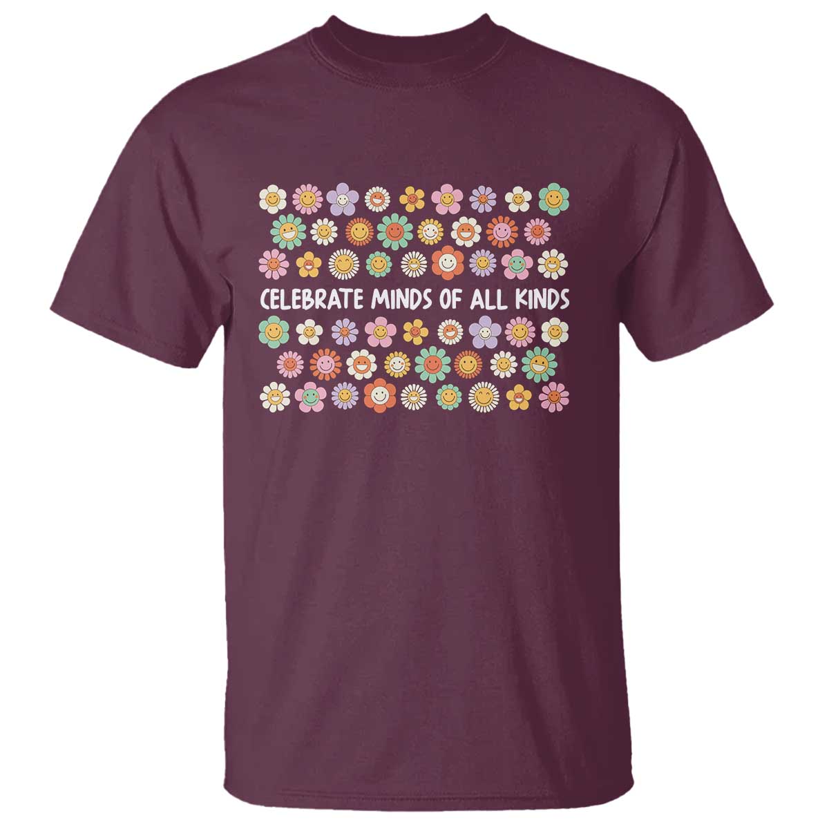 Funny Celebrate Minds Of All Kinds T Shirt Autism Awareness Retro Flower