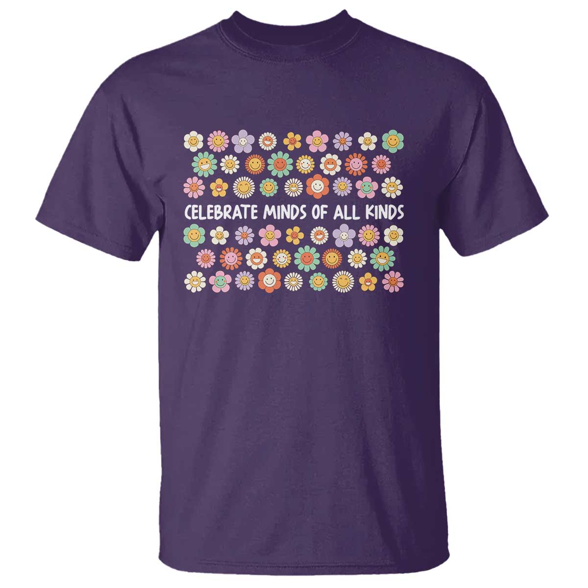 Funny Celebrate Minds Of All Kinds T Shirt Autism Awareness Retro Flower