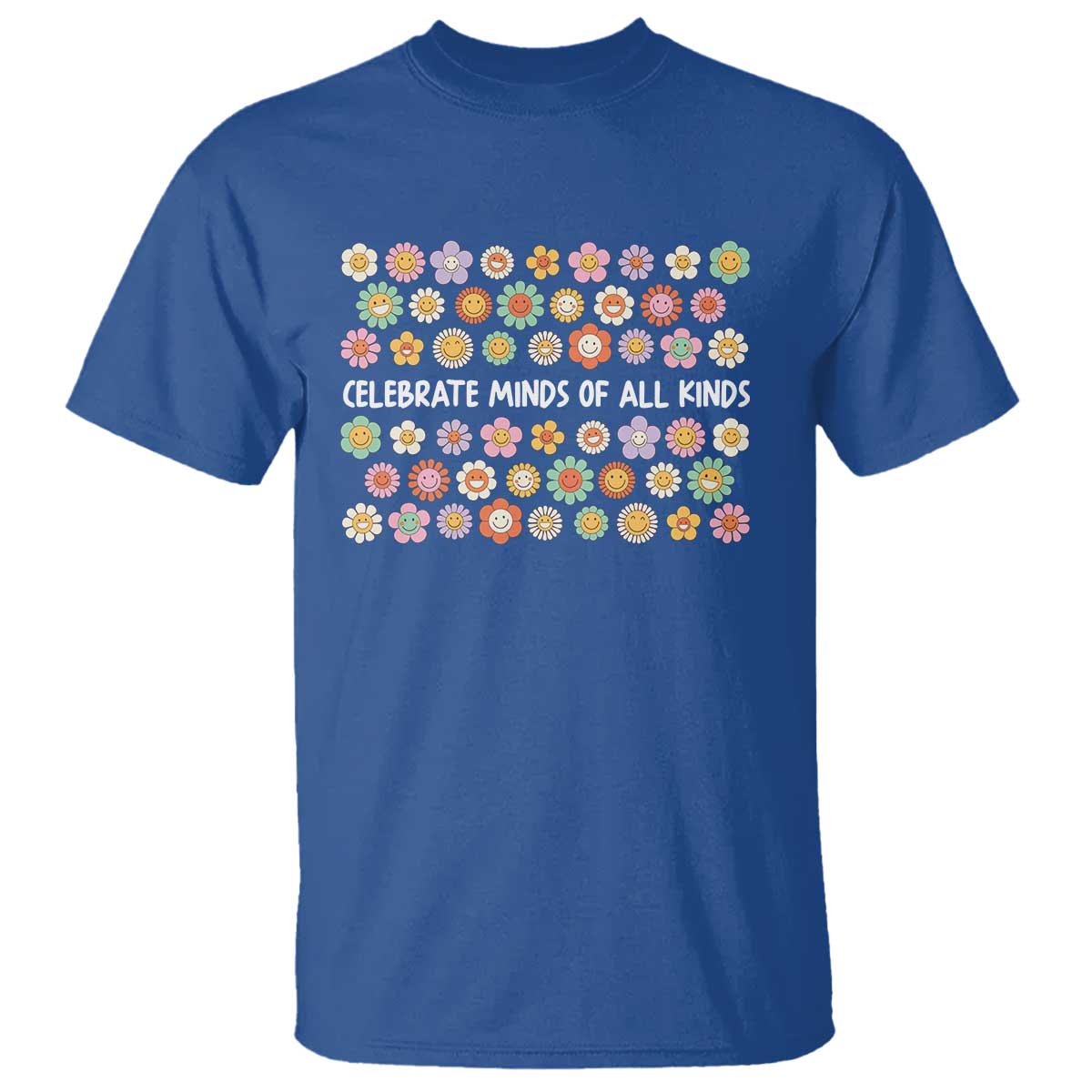 Funny Celebrate Minds Of All Kinds T Shirt Autism Awareness Retro Flower