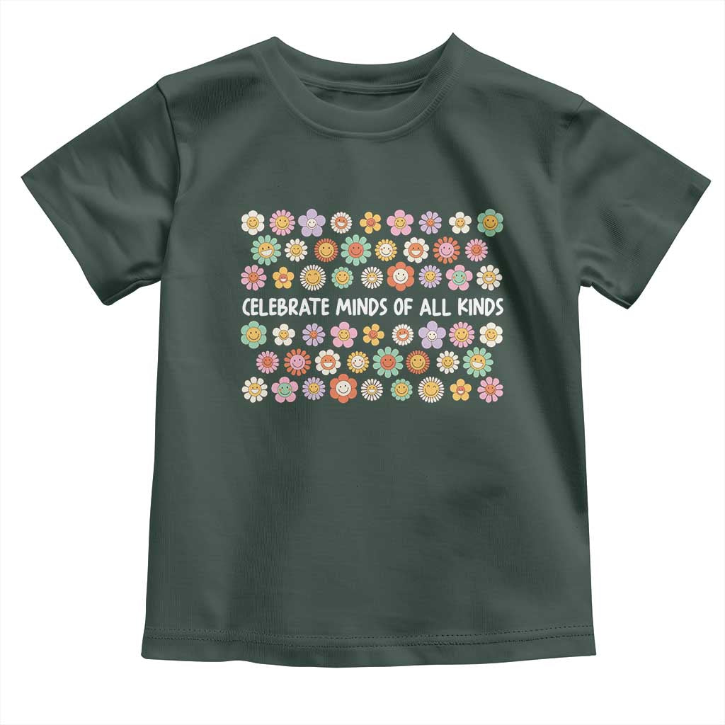 Funny Celebrate Minds Of All Kinds Toddler T Shirt Autism Awareness Retro Flower
