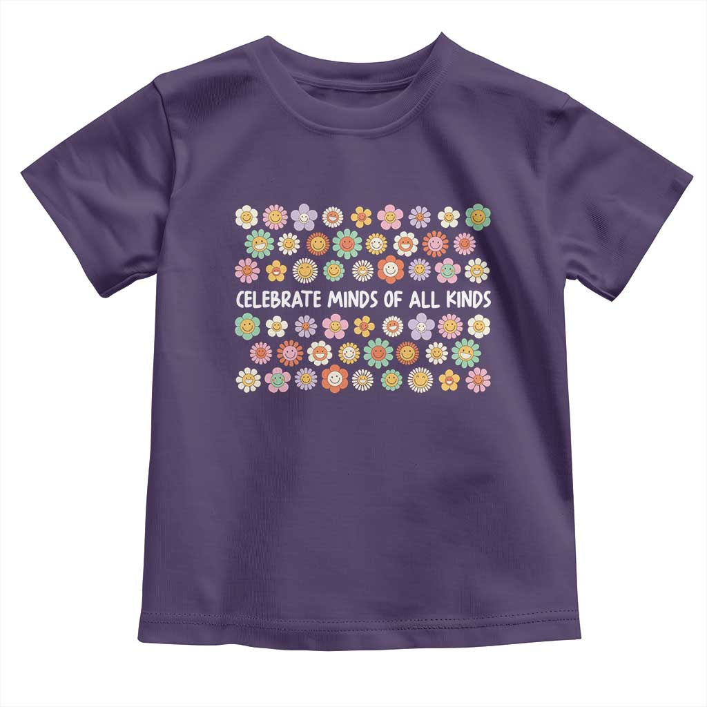 Funny Celebrate Minds Of All Kinds Toddler T Shirt Autism Awareness Retro Flower