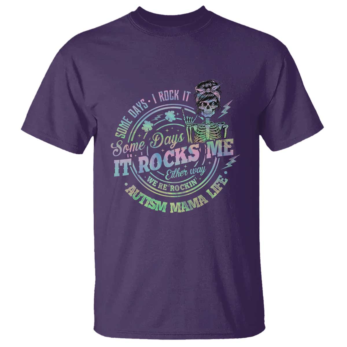 Funny Autism Mama Life T Shirt Some Days I Rock It Some Days It Rock Me Autism Awareness