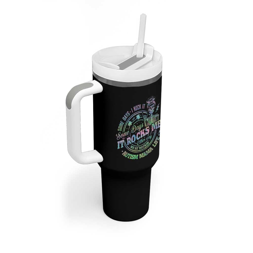 Funny Autism Mama Life Tumbler With Handle Some Days I Rock It Some Days It Rock Me Autism Awareness