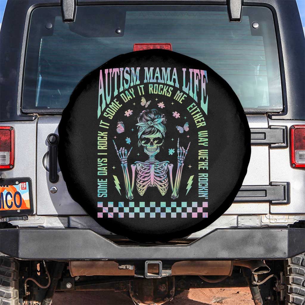 Funny Autism Mama Life Spare Tire Cover Some Days I Rock It Some Days It Rock Me Autism Awareness Skeleton