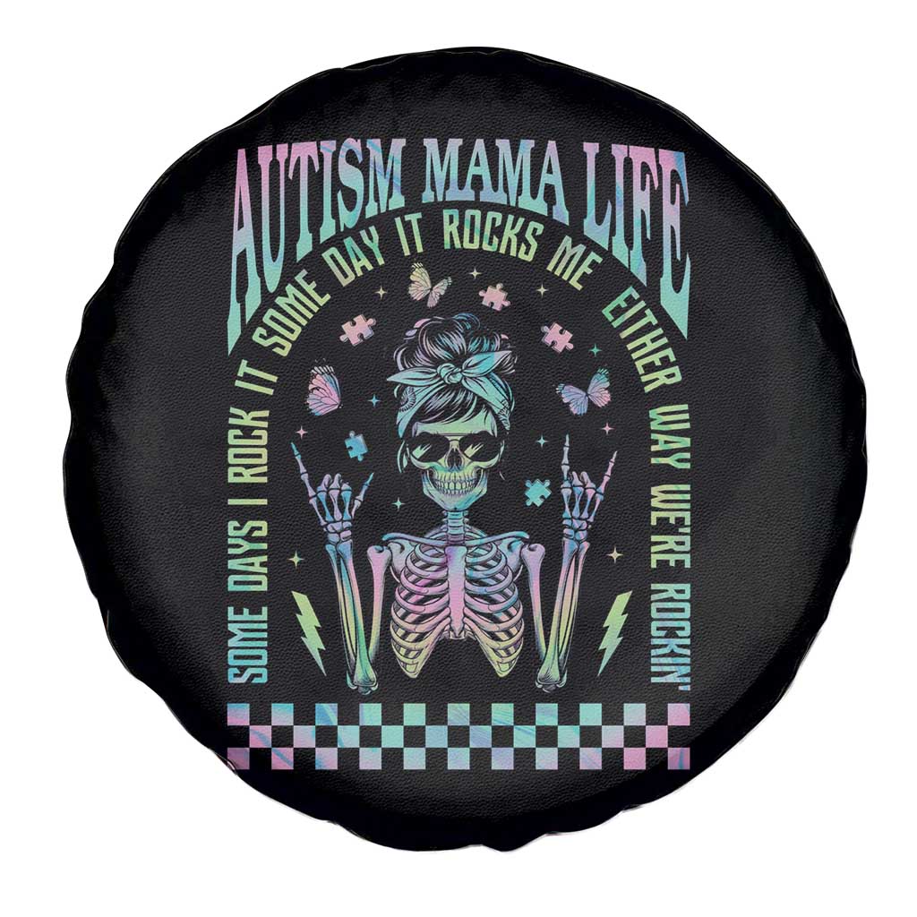 Funny Autism Mama Life Spare Tire Cover Some Days I Rock It Some Days It Rock Me Autism Awareness Skeleton