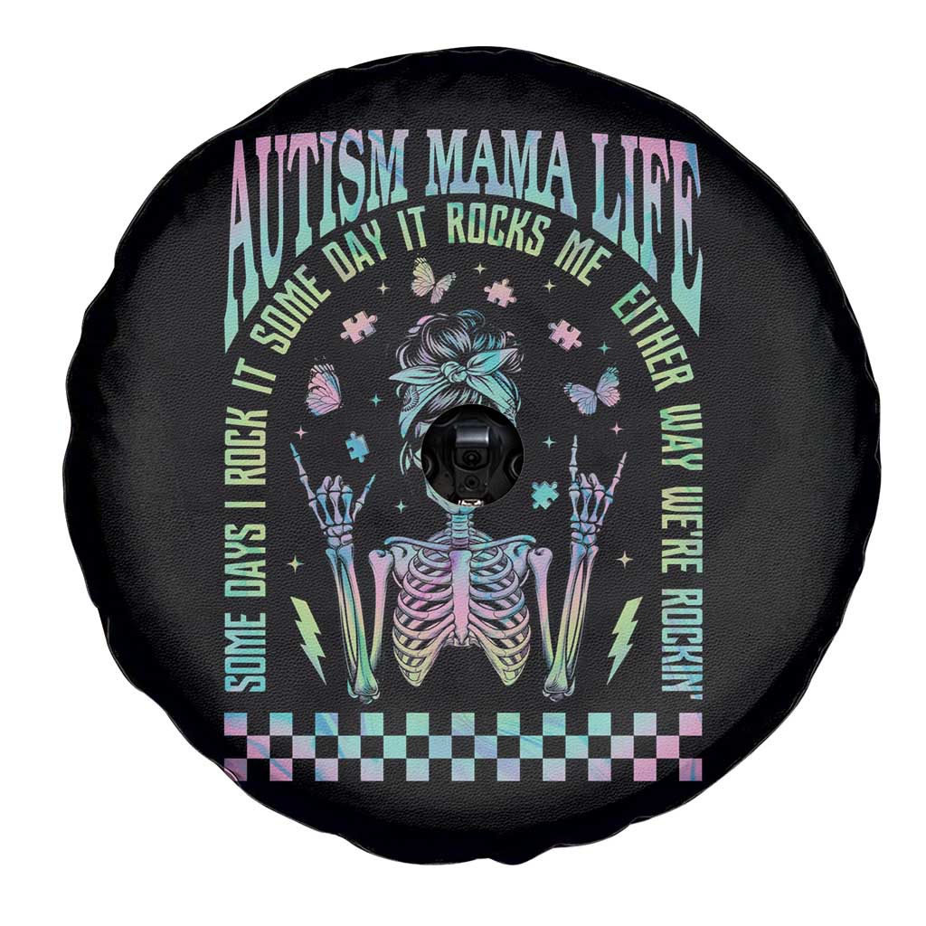 Funny Autism Mama Life Spare Tire Cover Some Days I Rock It Some Days It Rock Me Autism Awareness Skeleton
