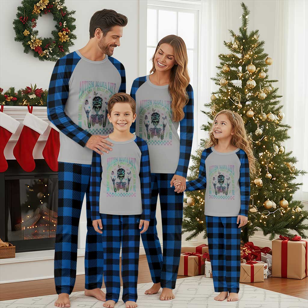 Funny Autism Mama Life Plaid Pajama Set Some Days I Rock It Some Days It Rock Me Autism Awareness Skeleton
