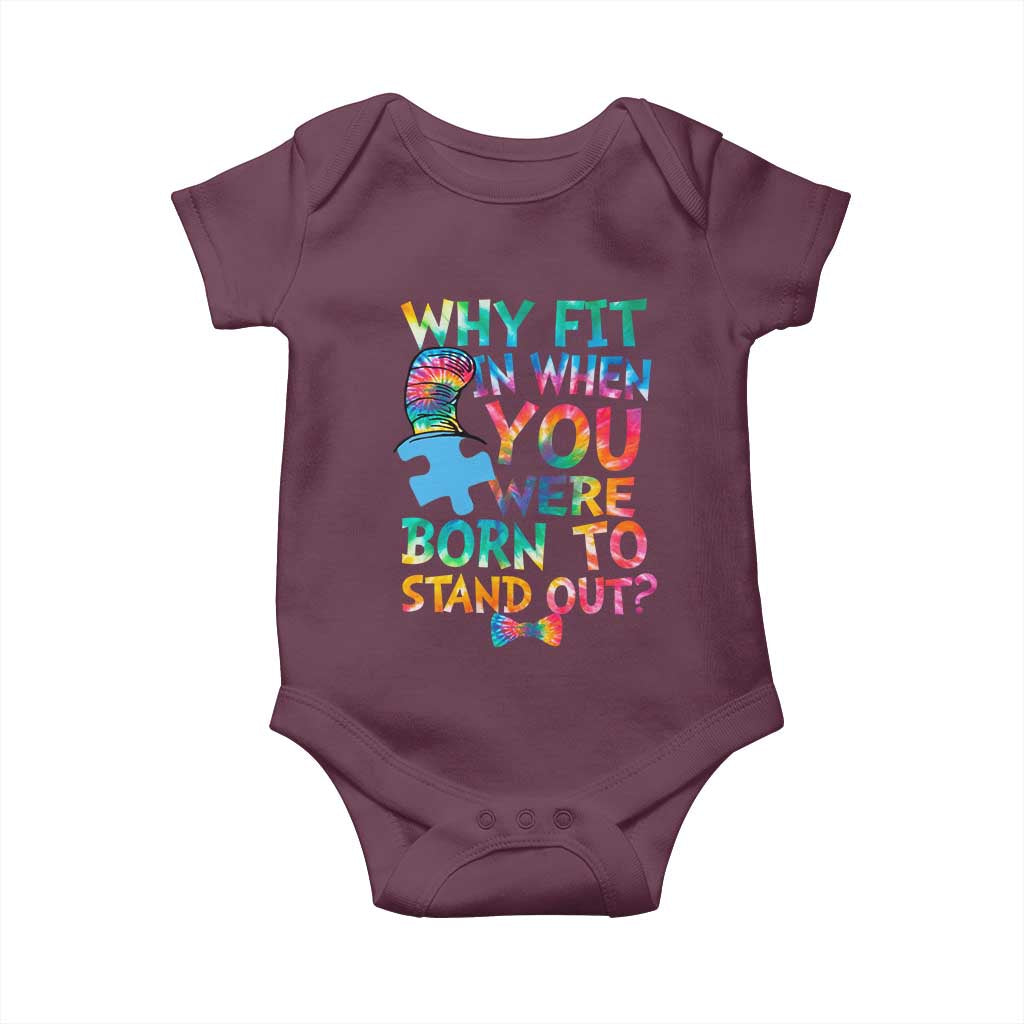 Funny Autism Awareness Baby Onesie Why Fit In When You Were Born To Stand Out Puzzle