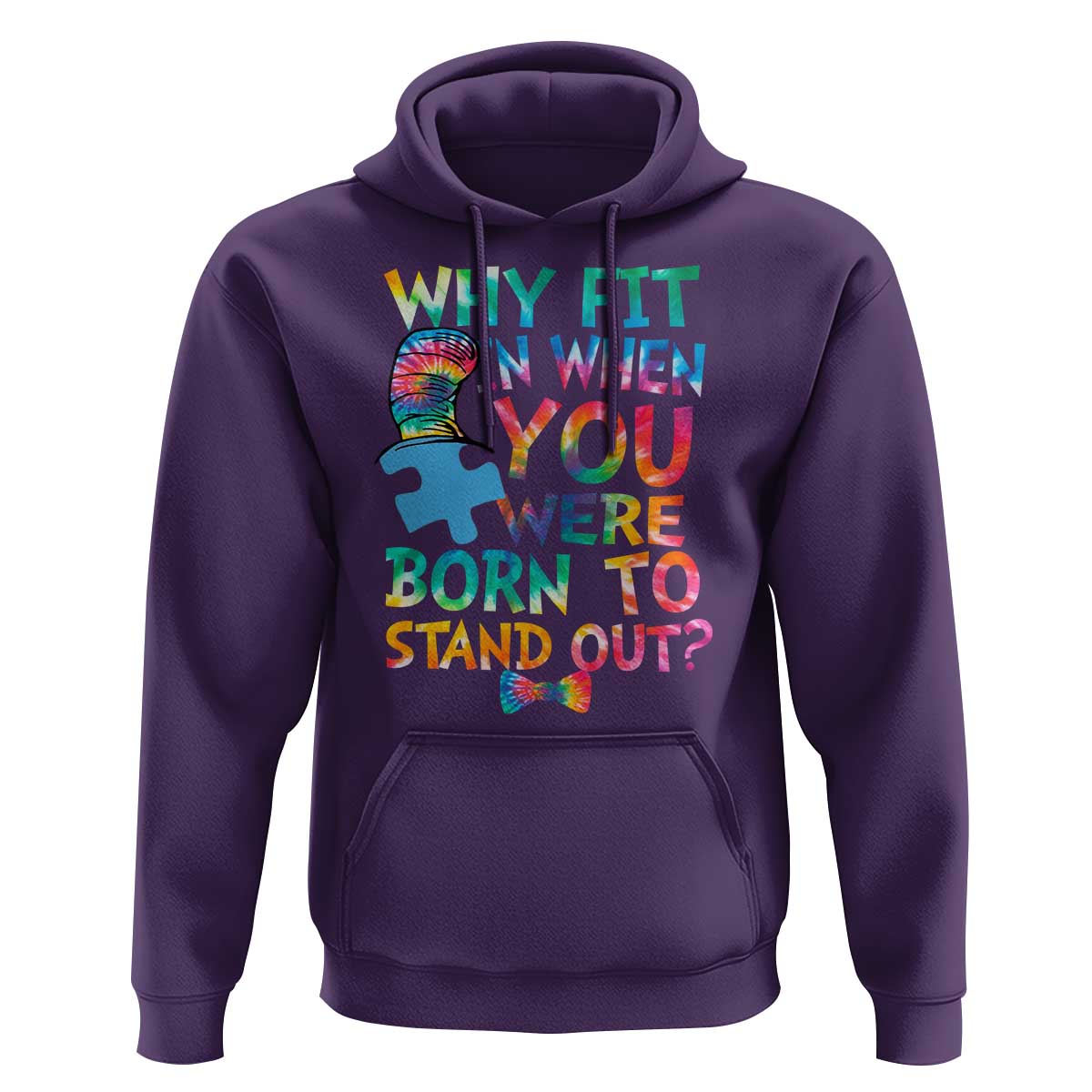 Funny Autism Awareness Hoodie Why Fit In When You Were Born To Stand Out Puzzle