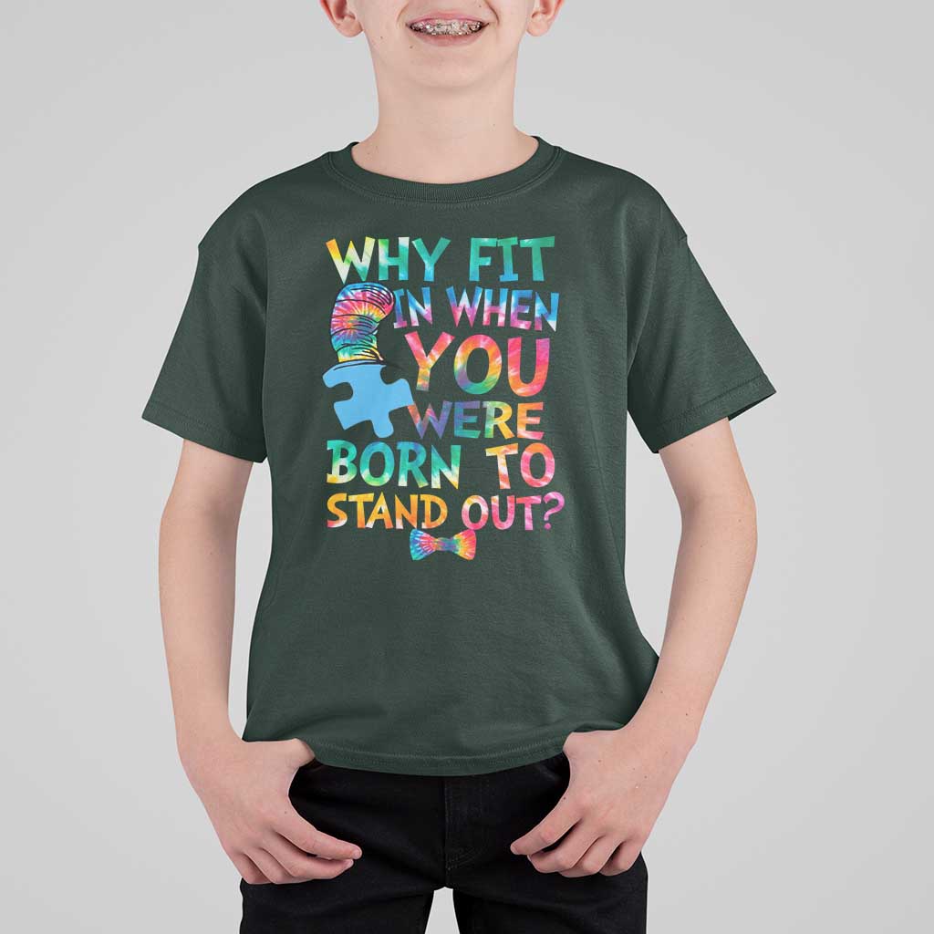 Funny Autism Awareness T Shirt For Kid Why Fit In When You Were Born To Stand Out Puzzle