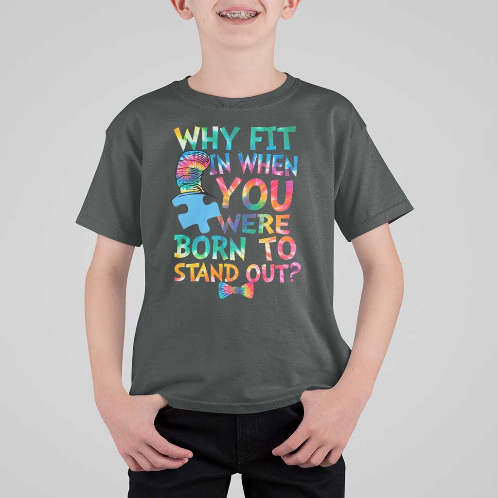 Funny Autism Awareness T Shirt For Kid Why Fit In When You Were Born To Stand Out Puzzle