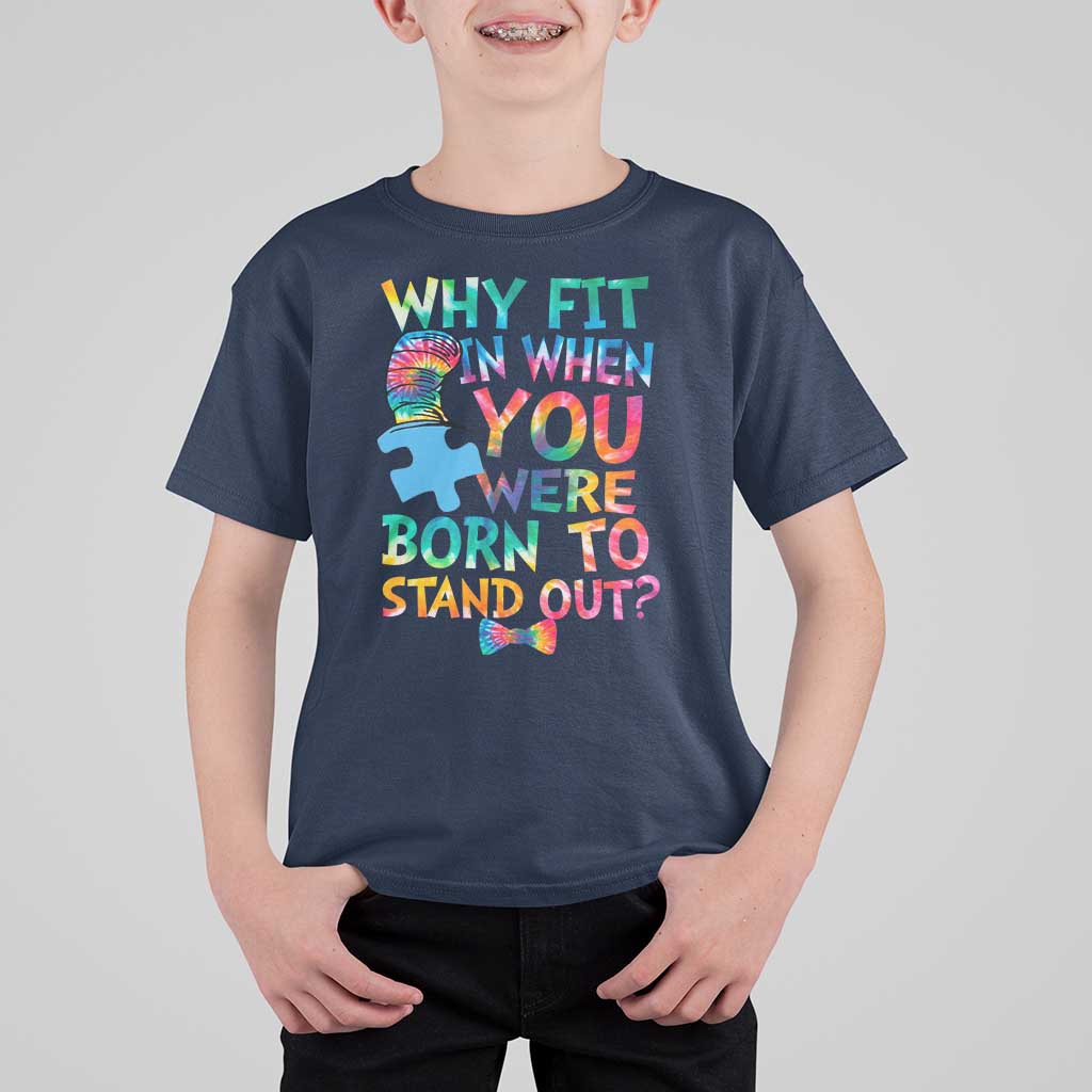 Funny Autism Awareness T Shirt For Kid Why Fit In When You Were Born To Stand Out Puzzle
